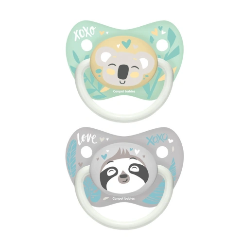 CANPOL BABIES set anatomických silikonových dudlíků 0-6m Exotic animals - koala, lenochod
