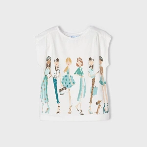 MAYORAL dívčí tričko KR panenky bílá - 128 cm