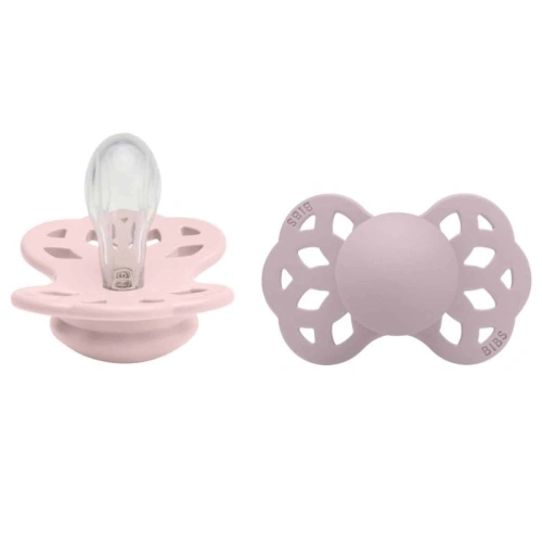 BIBS Infinity symetrické dudlíky ze silikonu 2ks Blossom/Dusky Lilac - velikost 1 (0-6m.)
