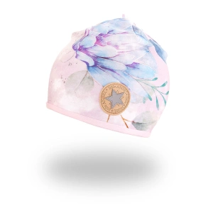 LITTLE ANGEL čepice podšitá Outlast® starorůžová modré kytky/růžová baby vel. 1 | 36-38 cm