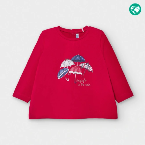 MAYORAL dívčí tričko DR s deštníky červené - 86 cm