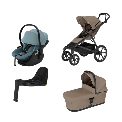THULE Urban Glide 4-wheel Tinted Taupe + korba Tinted Taupe + autosedačka Thule Maple + báze Alfi