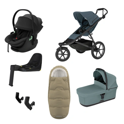THULE Urban Glide 3 Dark Slate magnetická spona + korba Mid Blue + autosedačka Maple + báze Alfi + fusak Elements M/L + adaptér MC
