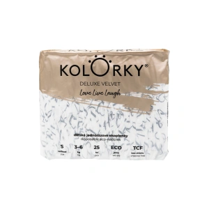 KOLORKY jednorázové pleny se sametovým povrchem eko DELUXE VELVET love S (3-6 kg) 25 ks