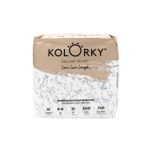 KOLORKY jednorázové pleny se sametovým povrchem eko DELUXE VELVET love M (5-8 kg) 21 ks