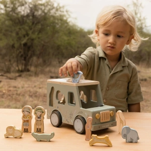LITTLE DUTCH auto s vkládacími tvary dřevěné Safari Friends (15)
