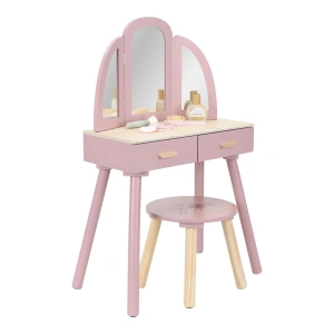 LITTLE DUTCH toaletní stolek s židličkou dřevěný Pink (1)